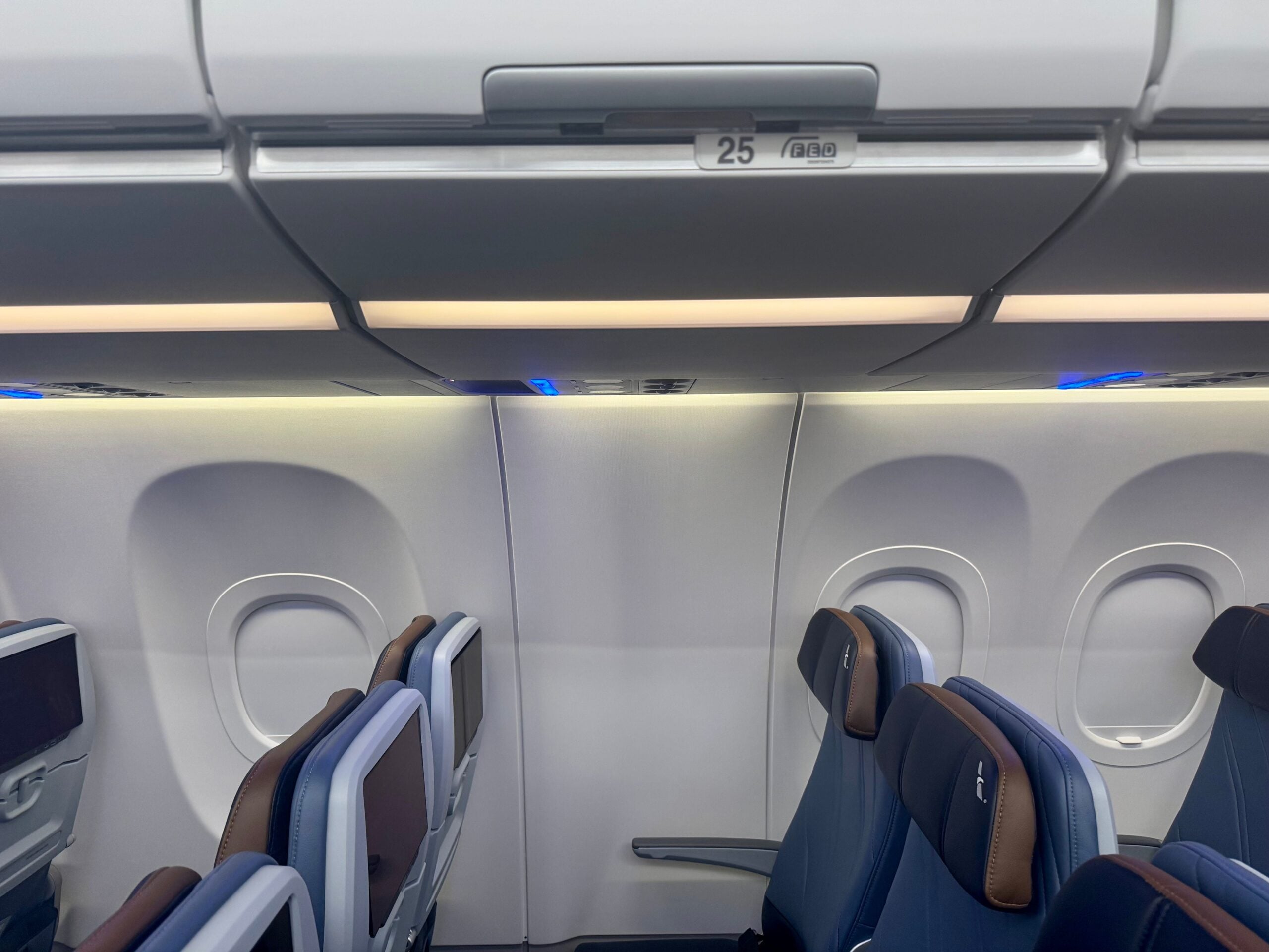 The windowless seat in Row 25 of American's A321XLR.